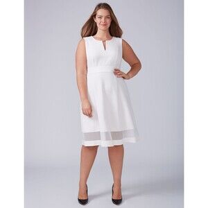 New Lane Bryant Womens Dress 26 White Ivory Mesh Hem Fit Flare Sleeveless Pretty